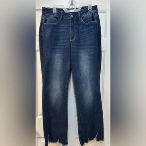 Judy Blue High Rise Boot Cut Jeans Size 14W Frayed Hem Casual Stretch JB82519DK